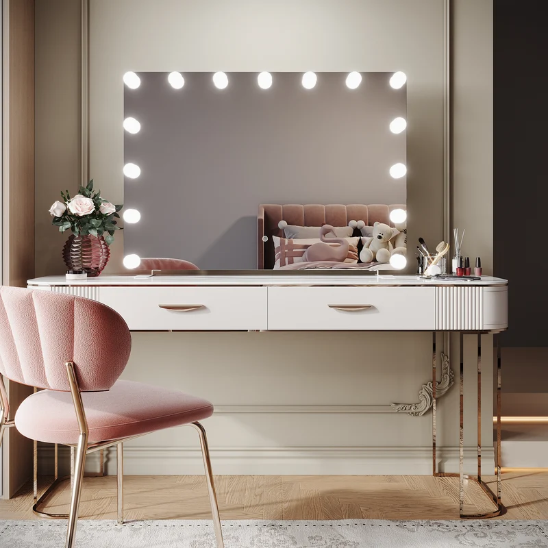 SIRHONA Miroir de maquillage LED, mural ou de table, 1000 x 700 x 35mm