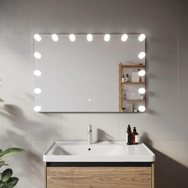SIRHONA Miroir de maquillage LED, mural ou de table, 1000 x 700 x 35mm