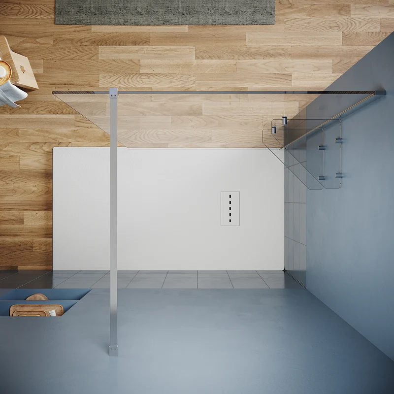 Paroi de douche italienne avec triangulaires étagères en verre de 8 mm taille 70-120cm hauter 200cm