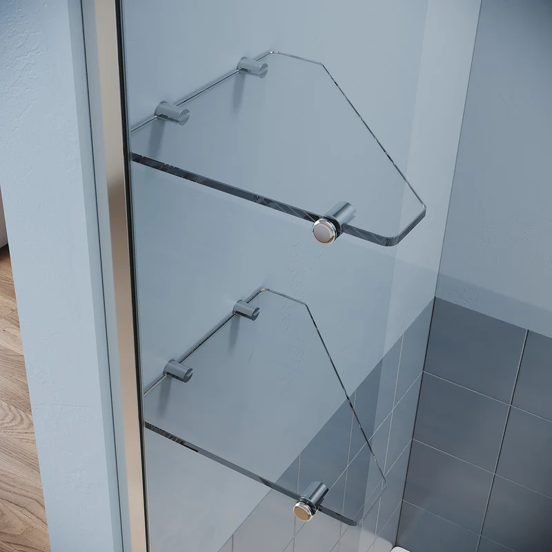 Paroi de douche italienne avec triangulaires étagères en verre de 8 mm taille 70-120cm hauter 200cm