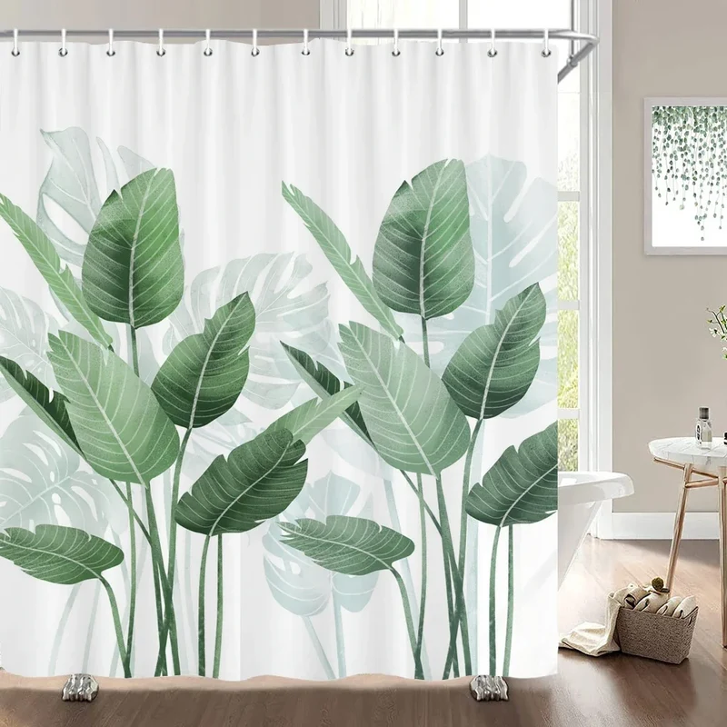 Rideau de douche feuilles tropicales
