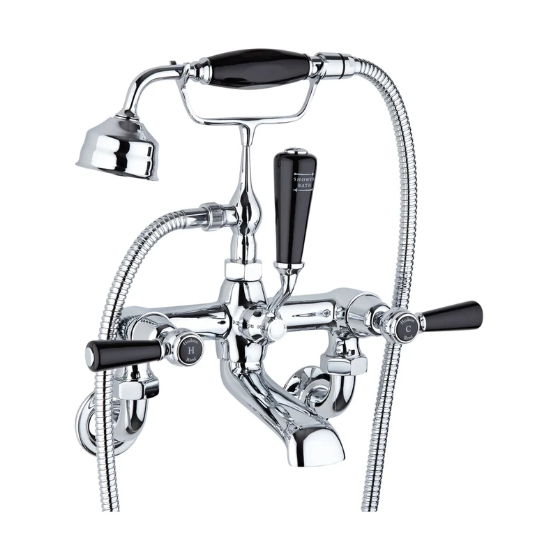 Hudson Reed Topaz Wall Mounted Bath Shower Mixer Trad Chrome Brass 320x350x155mm - BC404DLWM