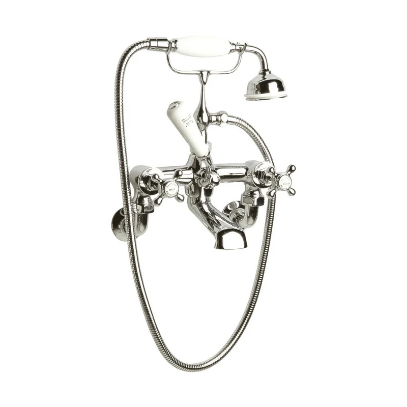 Hudson Reed Topaz Wall Mounted Bath Shower Mixer Trad Chrome Brass 320x350x155mm - BC304HXWM
