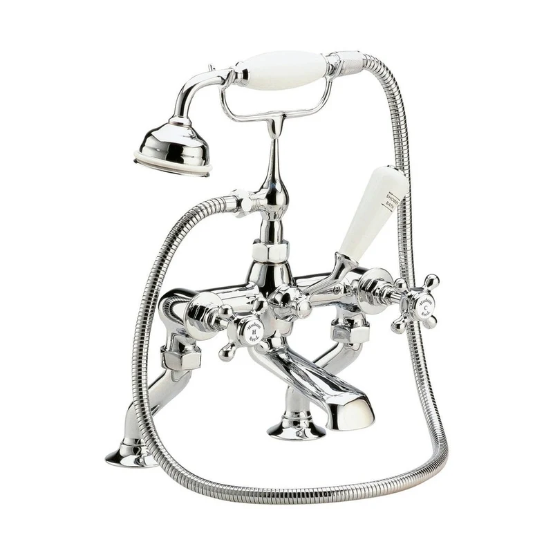 Hudson Reed Topaz Deck Mounted Bath Shower Mixer Trad Chrome Brass 320x350x155mm - BC304HX