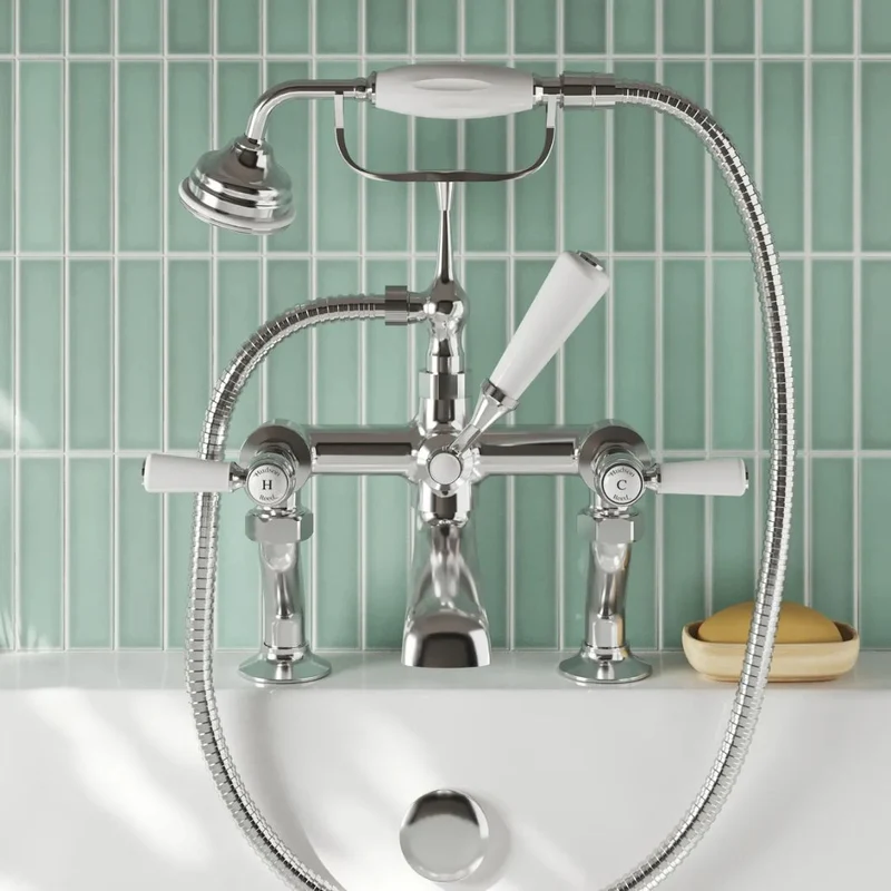 Hudson Reed Topaz Bath Shower Mixer Trad Chrome Brass 320x350x155mm - BC304HL