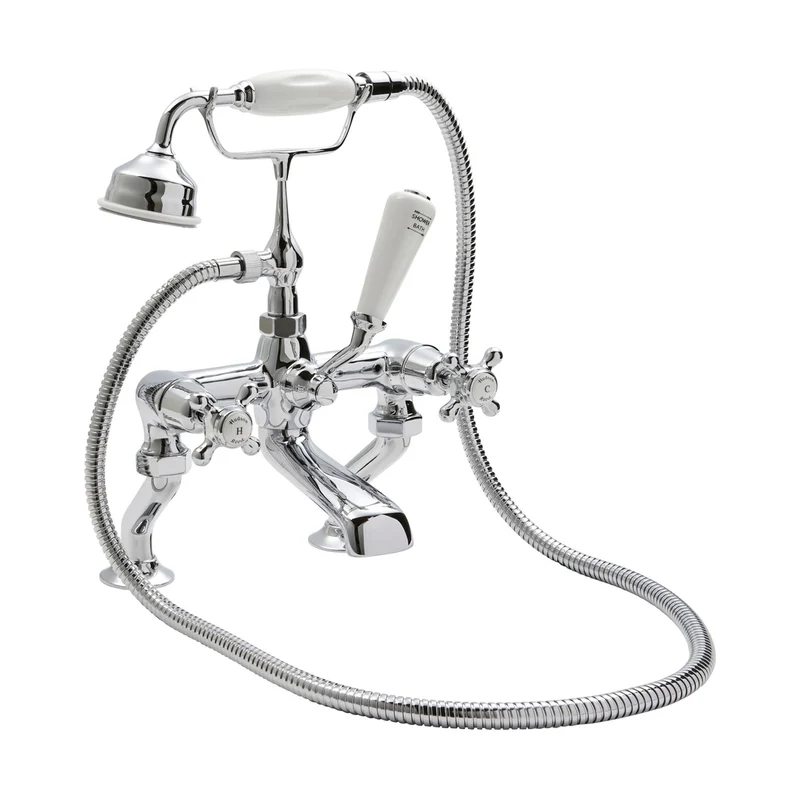 Hudson Reed Topaz Deck Mounted Bath Shower Mixer Trad Chrome Brass 320x350x155mm - BC304DX