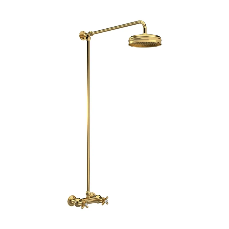Hudson Reed Bar Mixer Shower Sets Trad Thermostatic Shower Valve & Kit Brushed Brass Brass 1045x200x689mm