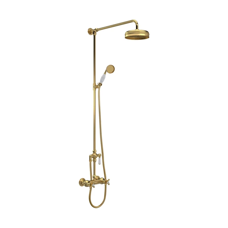 Hudson Reed Bar Mixer Shower Sets Trad Thermostatic Shower Valve & Kit Brushed Brass Brass 1245x200x689mm