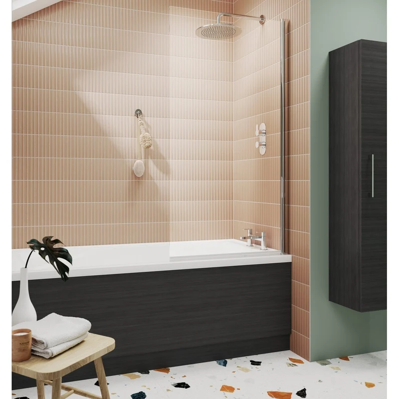 Hudson Reed Bath Screens Square Bath Screen Contemp Chrome Aluminium 1430x790x38mm