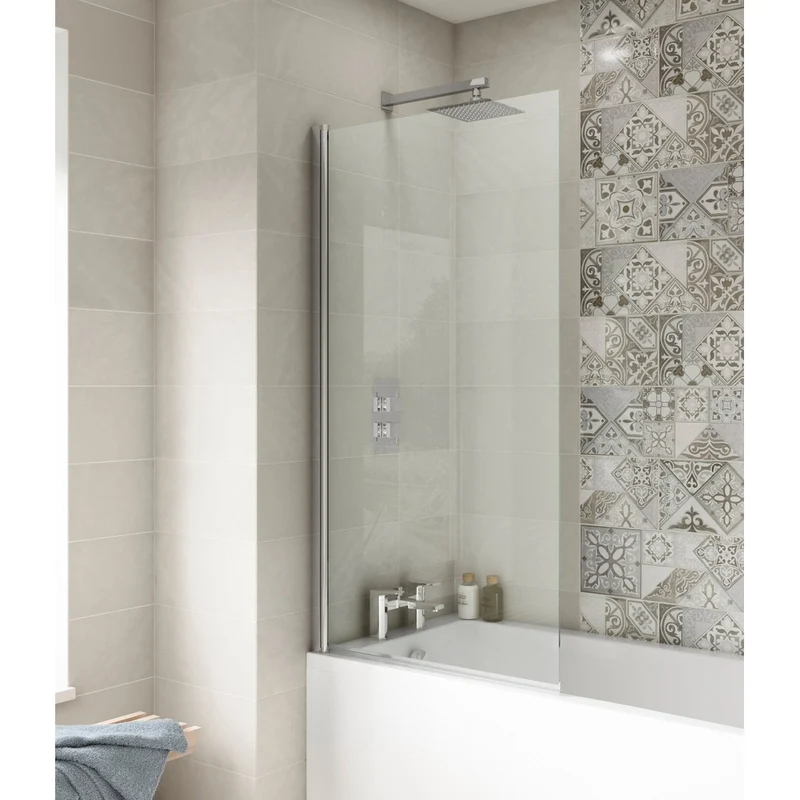 Hudson Reed Bath Screens Square Bath Screen Contemp Chrome Aluminium 1430x790x38mm