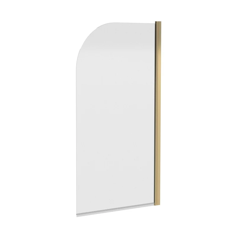 Hudson Reed Pacific Round Bath Screen Contemp Brushed Brass Aluminium 1430x790x24mm