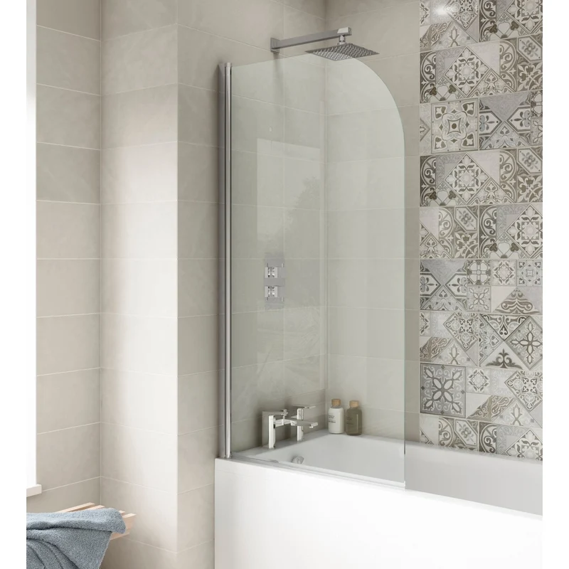 Hudson Reed Bath Screens Round Bath Screen Contemp Chrome Aluminium 1430x790x24mm