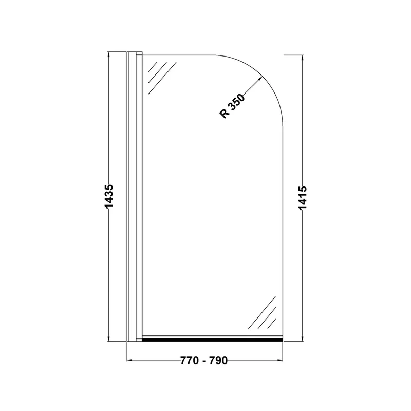 Hudson Reed Bath Screens Round Bath Screen Contemp Chrome Aluminium 1430x790x24mm