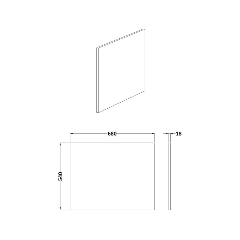 Hudson Reed Fusion 700mm Shower Bath End Panel Contemp Gloss White MDF Painted Gloss 540x680x18mm