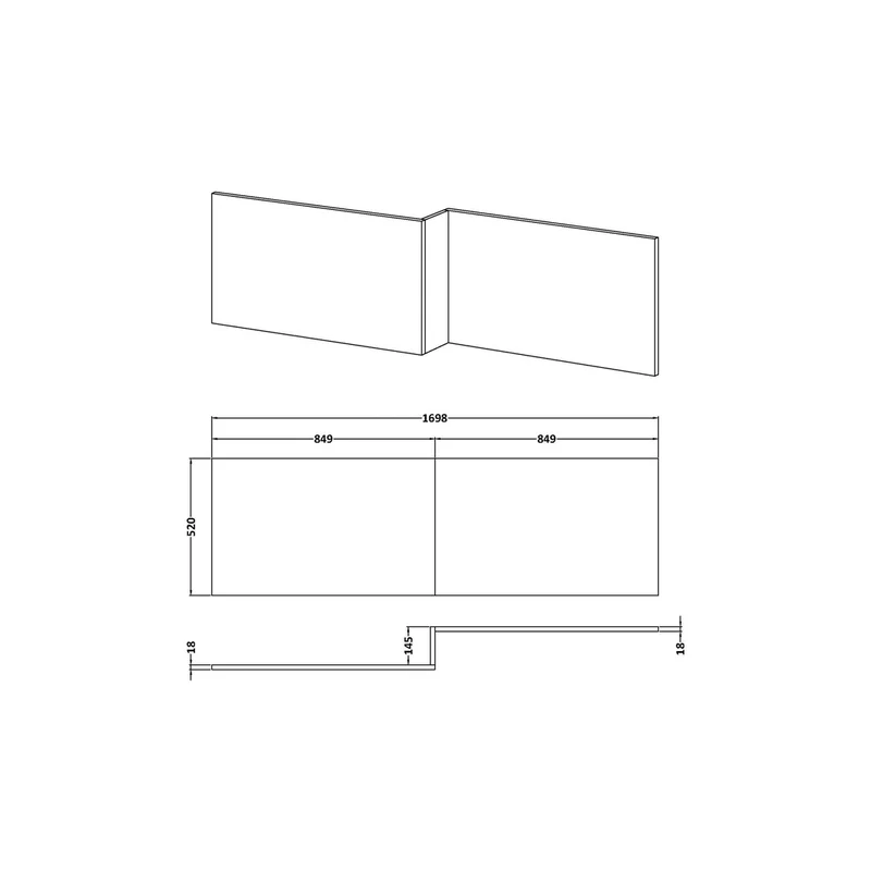 Hudson Reed Bath Panels 1700mm Square Shower Bath Front Panel Contemp Midnight Blue MDF Painted Matt 540x1698x163mm