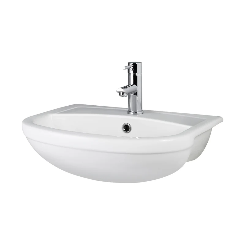 Hudson Reed Furniture Worktops And Basins 500mm Semi Recessed Basin Contemp White Vitreous China 170x500x390mm