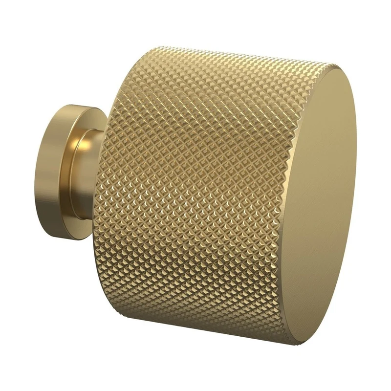 Hudson Reed Handles Knurled Round Knob Contemp Brushed Brass Aluminium 30x30x30mm