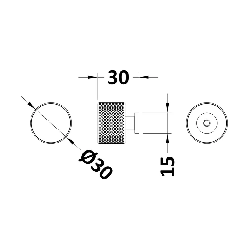 Hudson Reed Handles Knurled Round Knob Contemp Brushed Brass Aluminium 30x30x30mm