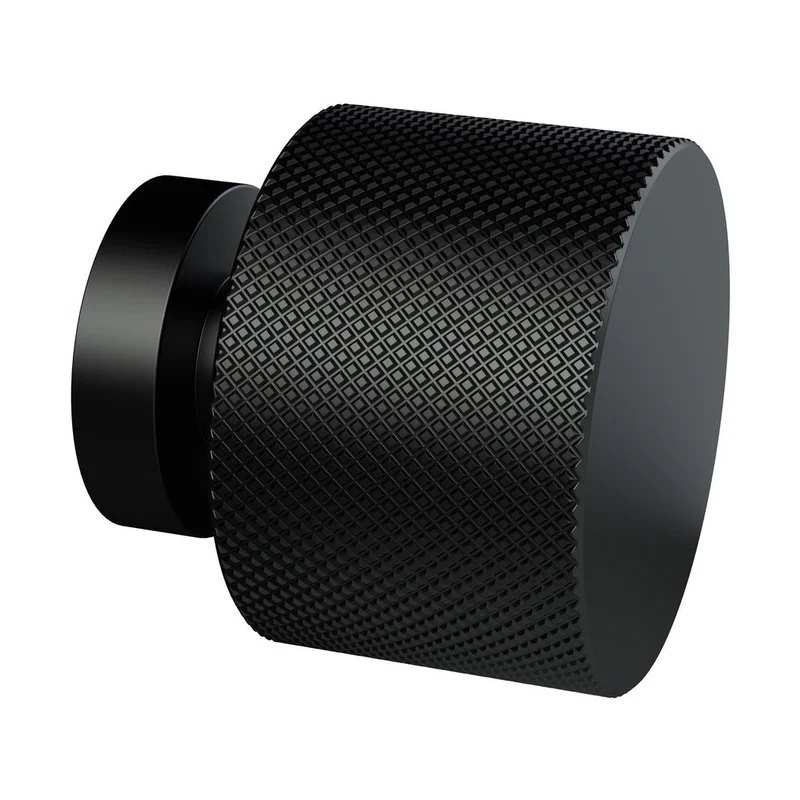Hudson Reed Handles Knurled Round Knob Contemp Black Aluminium 30x30x30mm
