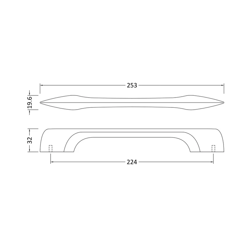 Hudson Reed Handles D Shaped Handle 224mm Contemp Black Zamac 20x253x32mm