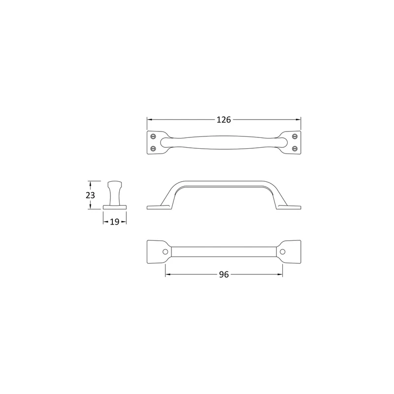 Hudson Reed Handles Strap Handle 96mm Contemp Satin Nickel Brass 126x19x23mm