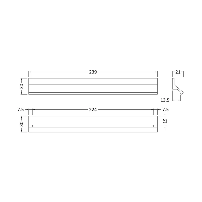 Hudson Reed Handles Profile Handle 224mm Contemp Chrome Aluminium 30x239x30mm