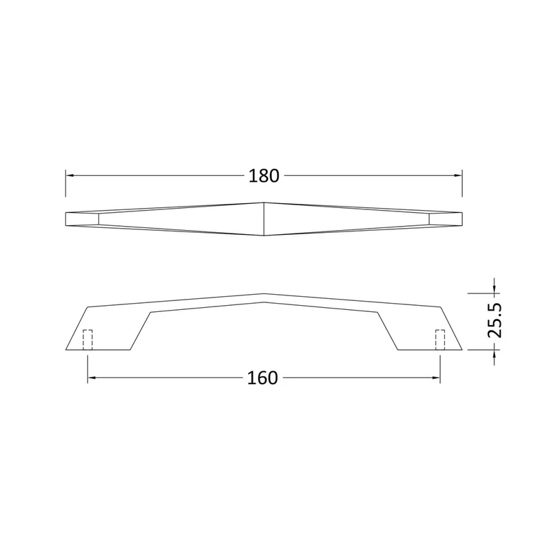 Hudson Reed Handles D Shaped Handle 160mm Contemp Chrome Zamac 14x180x30mm