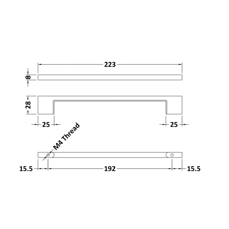 Hudson Reed Handles Copper D Handle Contemp Brass 28x223x8mm