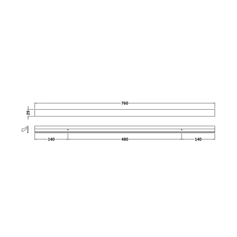 Hudson Reed Handles Handle 480mm Contemp Chrome Aluminium 29x760x29mm