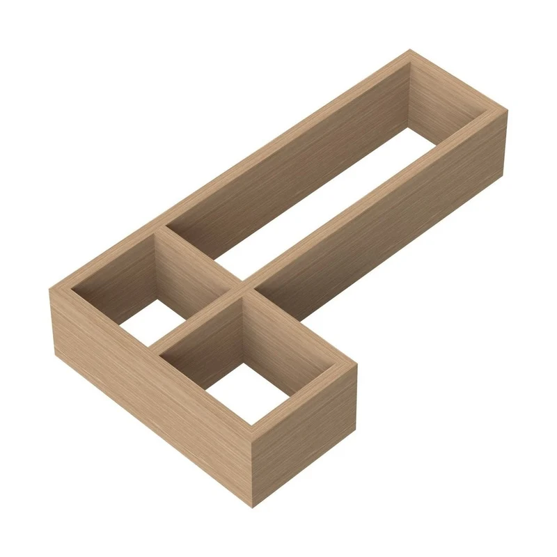Hudson Reed Handles L-shaped Bamboo Drawer Organiser Contemp Light Fawn Wood 50x274x150mm