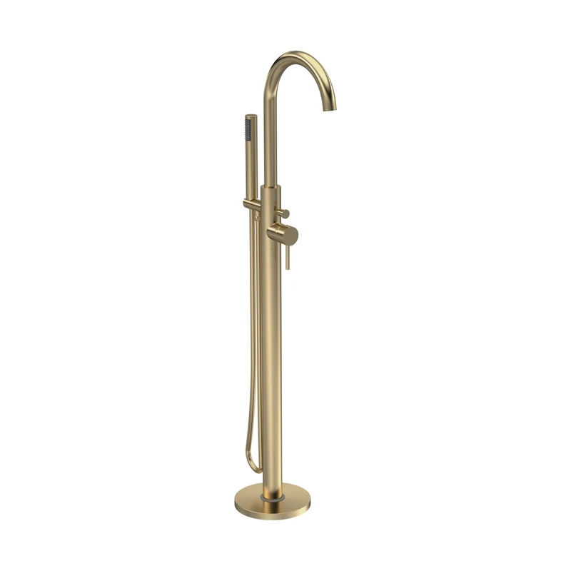Hudson Reed Bath Shower Mixers Tec Floor Standing Bath Shower Mixer Contemp Brushed Brass Brass,plastic 1200x200x345mm