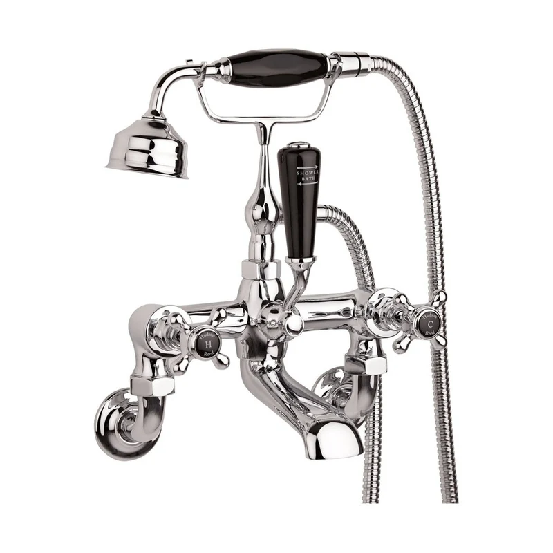 Hudson Reed Topaz Wall Mounted Bath Shower Mixer Trad Chrome Brass 320x350x155mm - BC404HXWM