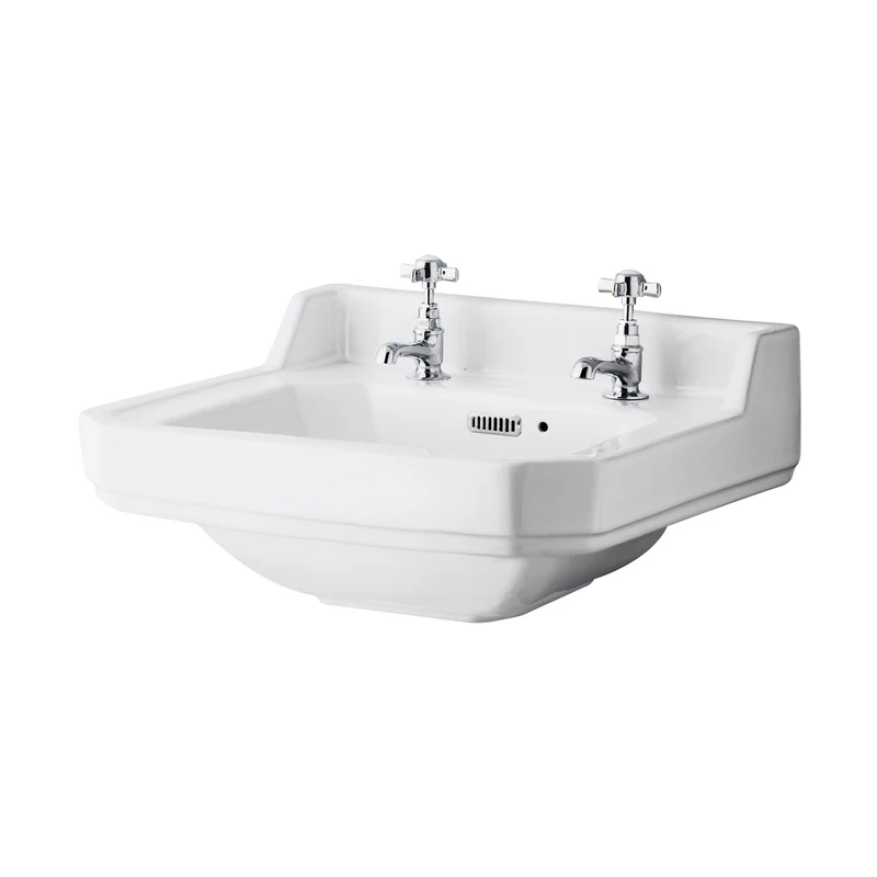 Hudson Reed Richmond 500mm Basin (2 Tap Hole) Trad White Vitreous China 223x500x350mm