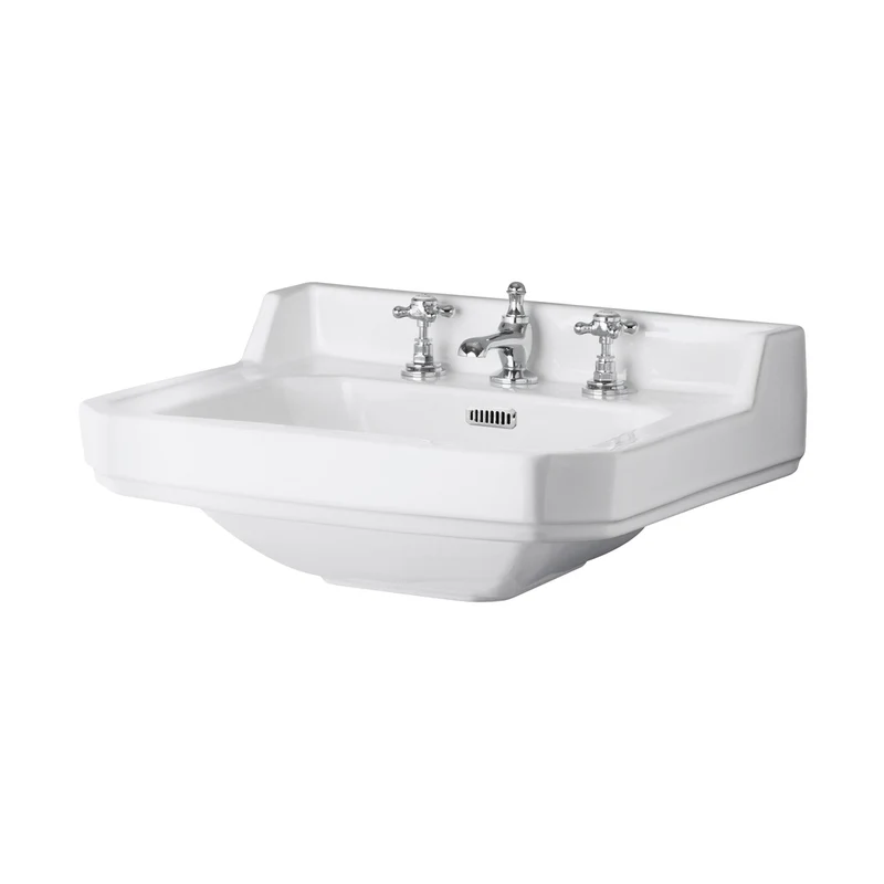 Hudson Reed Richmond 560mm Basin (3 Tap Hole) Trad White Vitreous China 266x560x450mm
