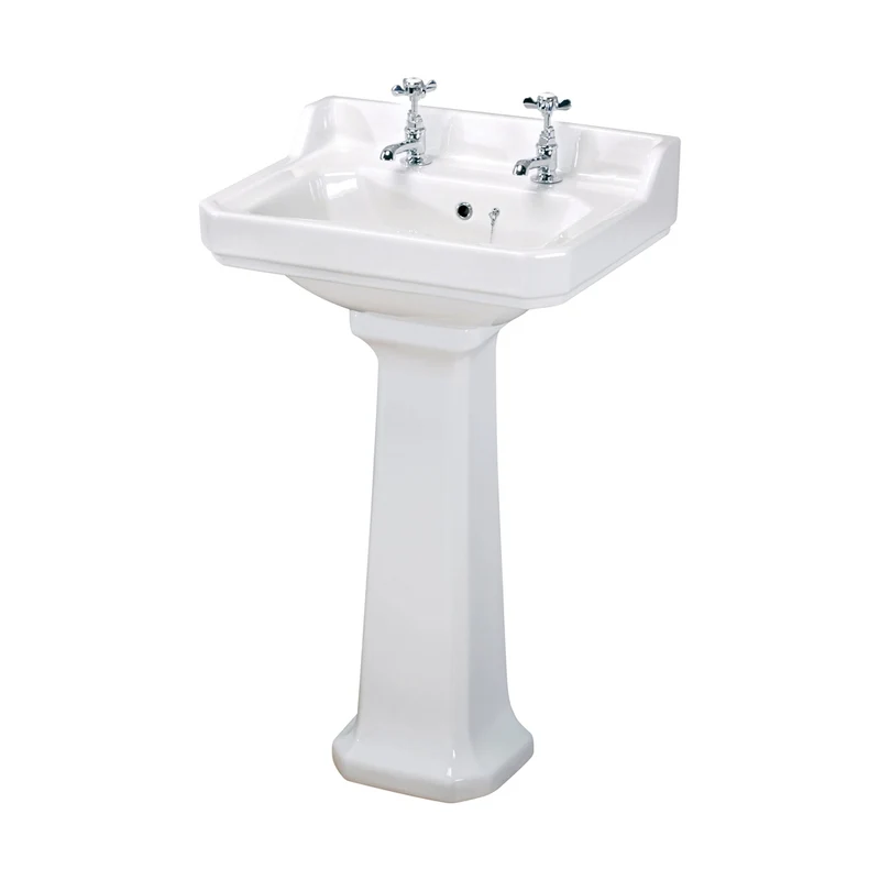 Hudson Reed Richmond 560mm Basin (2 Tap Hole) Trad White Vitreous China 266x560x450mm