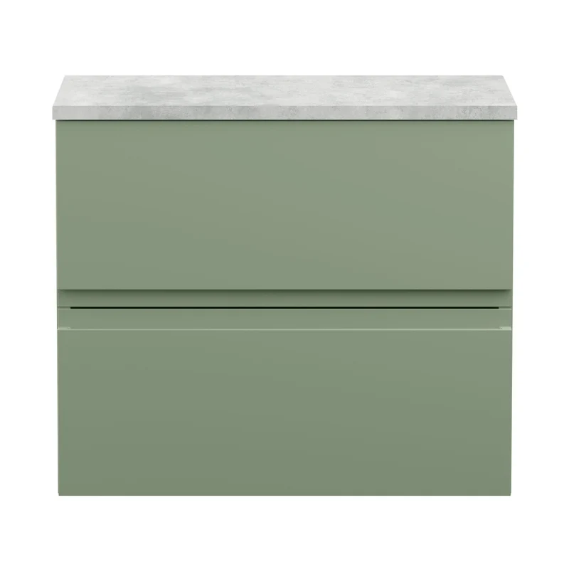 Hudson Reed Urban 600mm Wall Hung 2 Drawer Unit & Laminate Top Contemp Satin Green MFC Painted Matt 522x610x390mm - URB804LBG