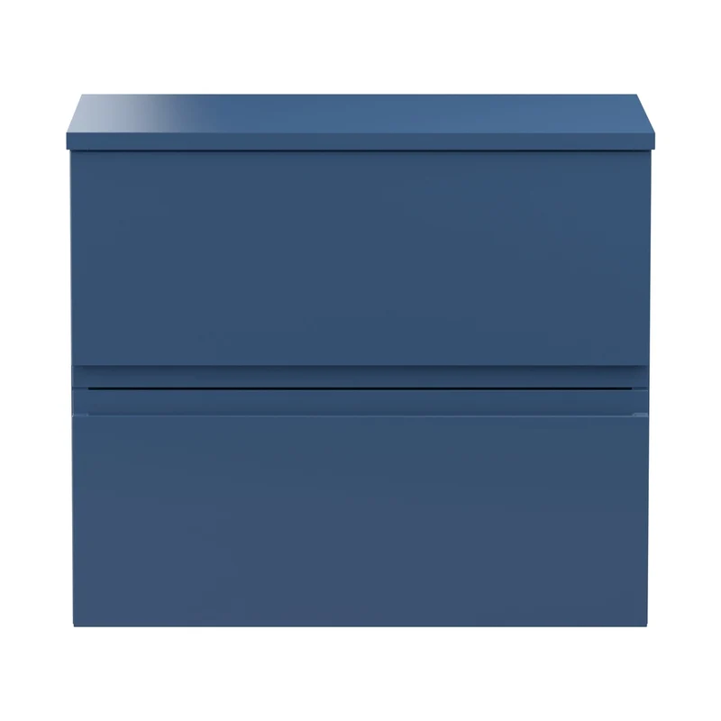 Hudson Reed Urban 600mm Wall Hung 2-drawer Vanity Unit & Worktop Contemp Satin Blue MFC Painted Matt 518x605x390mm