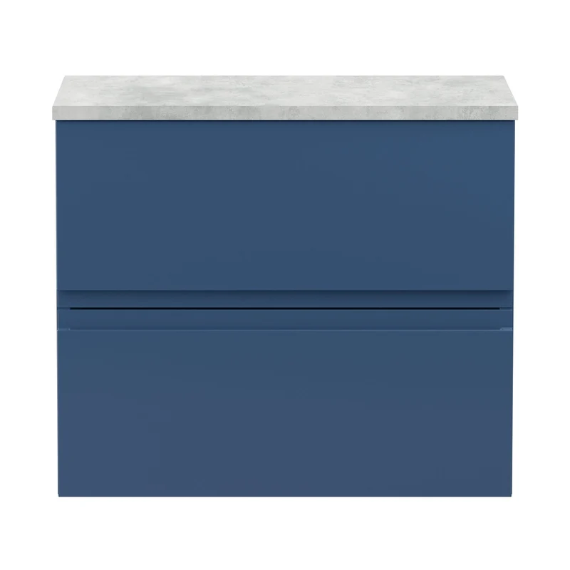 Hudson Reed Urban 600mm Wall Hung 2-drawer Vanity Unit & Laminate Worktop Contemp Satin Blue MFC Painted Matt 522x605x390mm - URB304LBG