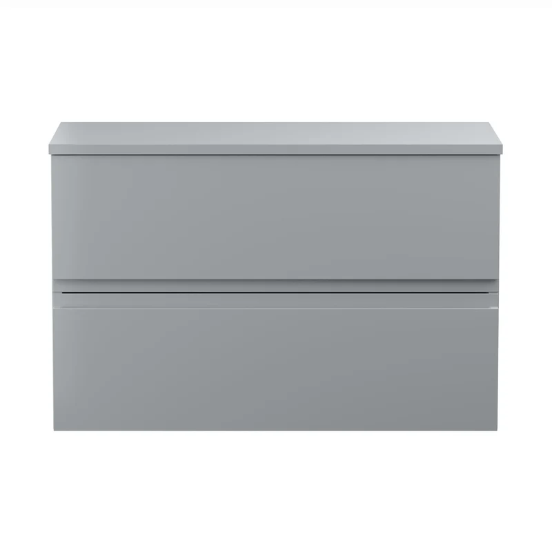 Hudson Reed Urban 800mm Wall Hung 2-drawer Vanity Unit & Worktop Contemp Satin Grey MFC Painted Matt 518x805x390mm