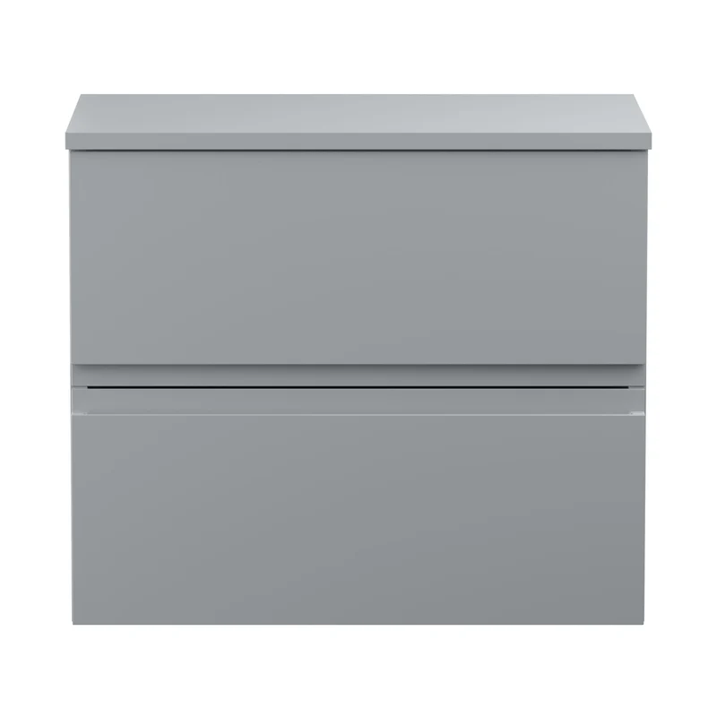 Hudson Reed Urban 600mm Wall Hung 2-drawer Vanity Unit & Worktop Contemp Satin Grey MFC Painted Matt 518x605x390mm