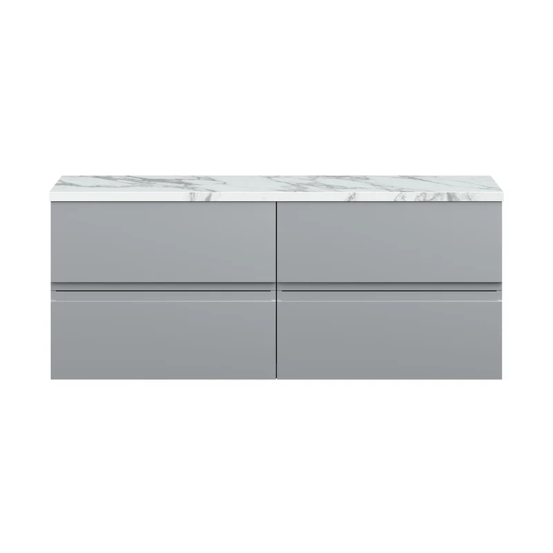 Hudson Reed Urban 1200mm Wall Hung 4-drawer Unit & Laminate Worktop Contemp Satin Grey MFC Painted Matt 522x1205x390mm - URB204LCM2