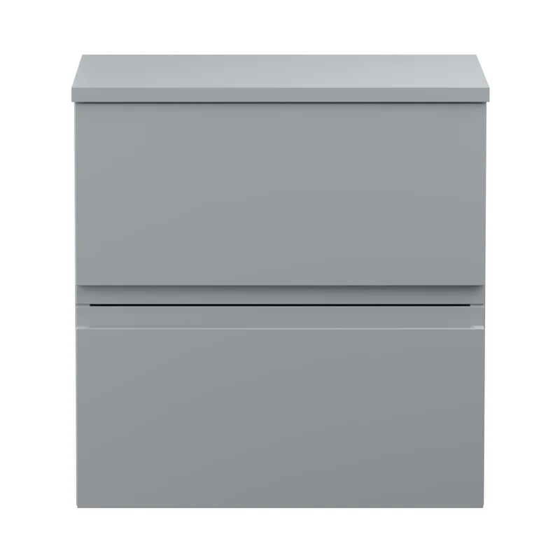 Hudson Reed Urban 500mm Wall Hung 2-drawer Vanity Unit & Worktop Contemp Satin Grey MFC Painted Matt 518x505x390mm