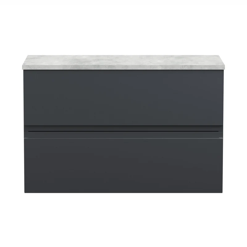 Hudson Reed Urban 800mm Wall Hung 2 Drawer Vanity & Laminate Top Contemp Soft Black MFC Painted Matt 522x810x390mm - URB1406LBG