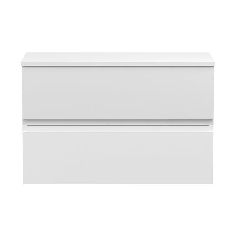 Hudson Reed Urban 800mm Wall Hung 2-drawer Vanity Unit & Worktop Contemp Satin White MFC Painted Matt 518x805x390mm