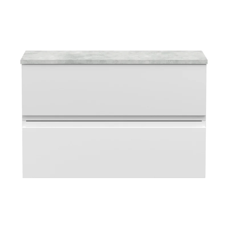 Hudson Reed Urban 800mm Wall Hung 2-drawer Vanity Unit & Laminate Worktop Contemp Satin White MFC Painted Matt 522x805x390mm - URB106LBG