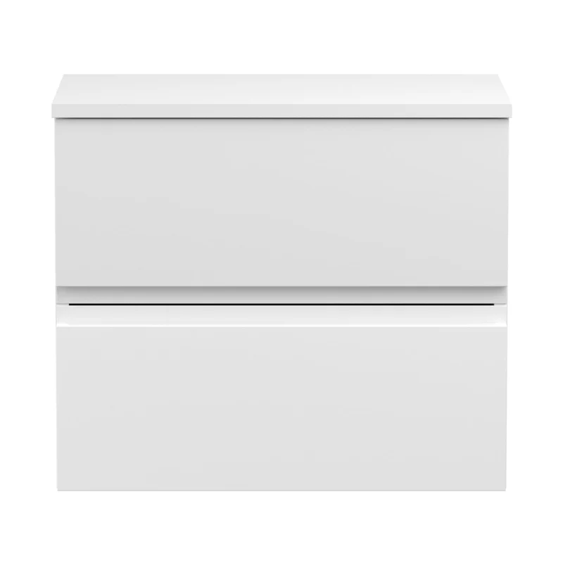 Hudson Reed Urban 600mm Wall Hung 2-drawer Vanity Unit & Worktop Contemp Satin White MFC Painted Matt 518x605x390mm