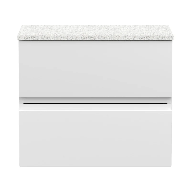 Hudson Reed Urban 600mm Wall Hung 2-drawer Unit & Laminate Worktop Contemp Satin White MFC Painted Matt 522x610x390mm