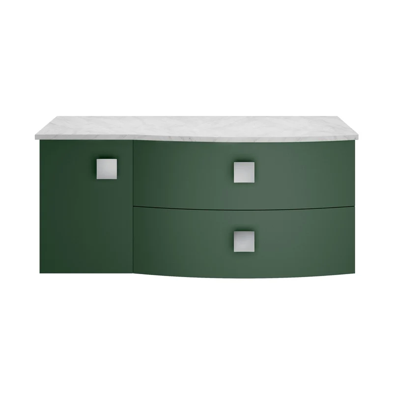 Hudson Reed Sarenna 1000mm Right Hand Cabinet With Marble Top Contemp Hunter Green MFC Smooth Matt 446x1012x504mm - SAR805R