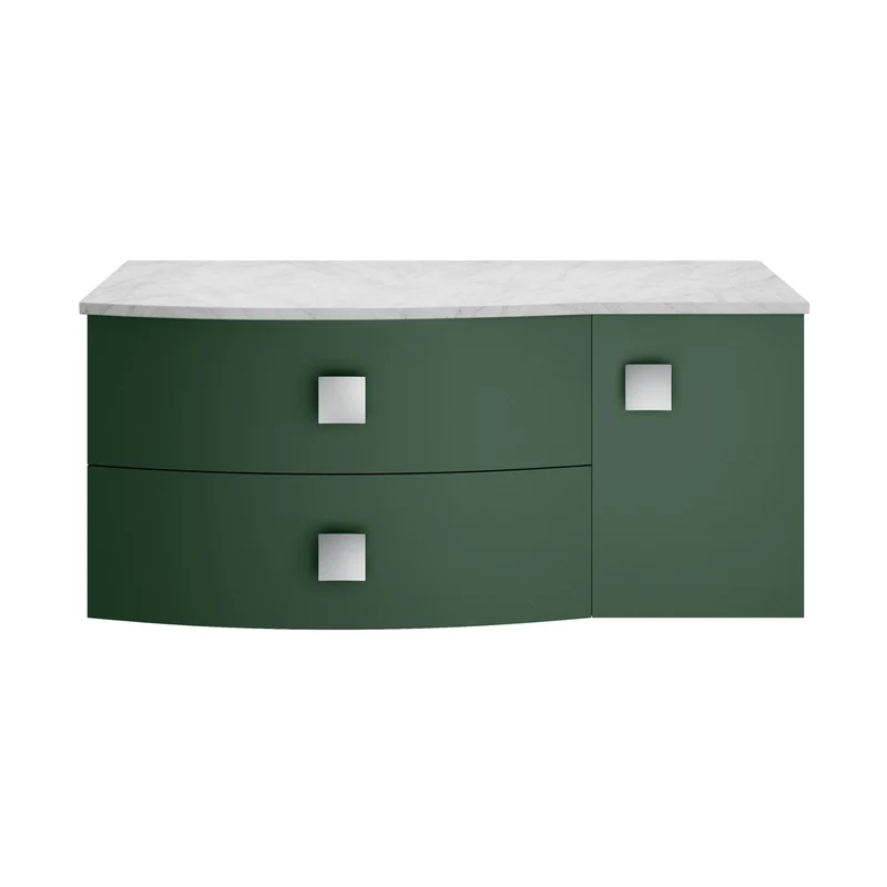 Hudson Reed Sarenna 1000mm Left Hand Cabinet With Marble Top Contemp Hunter Green MFC Smooth Matt 446x1012x504mm - SAR805L
