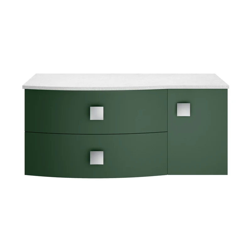 Hudson Reed Sarenna 1000mm Left Hand Cabinet With Marble Top Contemp Hunter Green MFC Smooth Matt 446x1012x504mm - SAR803L